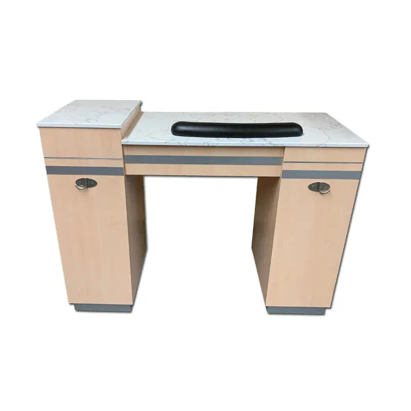 Premium Marble-Top Nail Table With Complimentary Technician Stool – Manicure & Pedicure Station 1