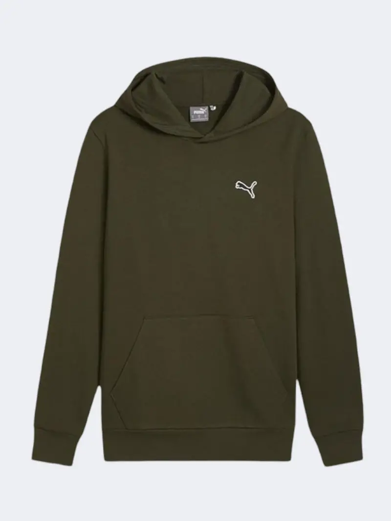 Puma Better Essentials Men'S Lifestyle Hoodie – Dark Olive Sustainable Fabric 1