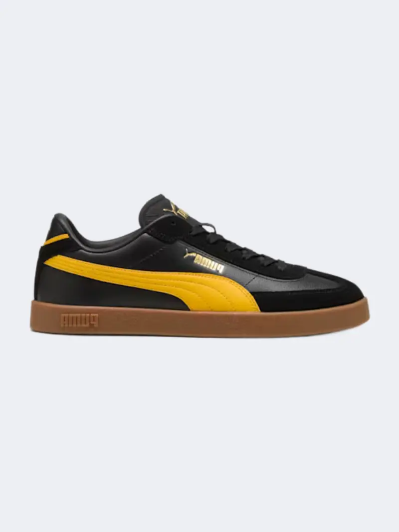 Puma Club Ii Era Retro Lifestyle Sneakers For Men – Black & Yellow 1