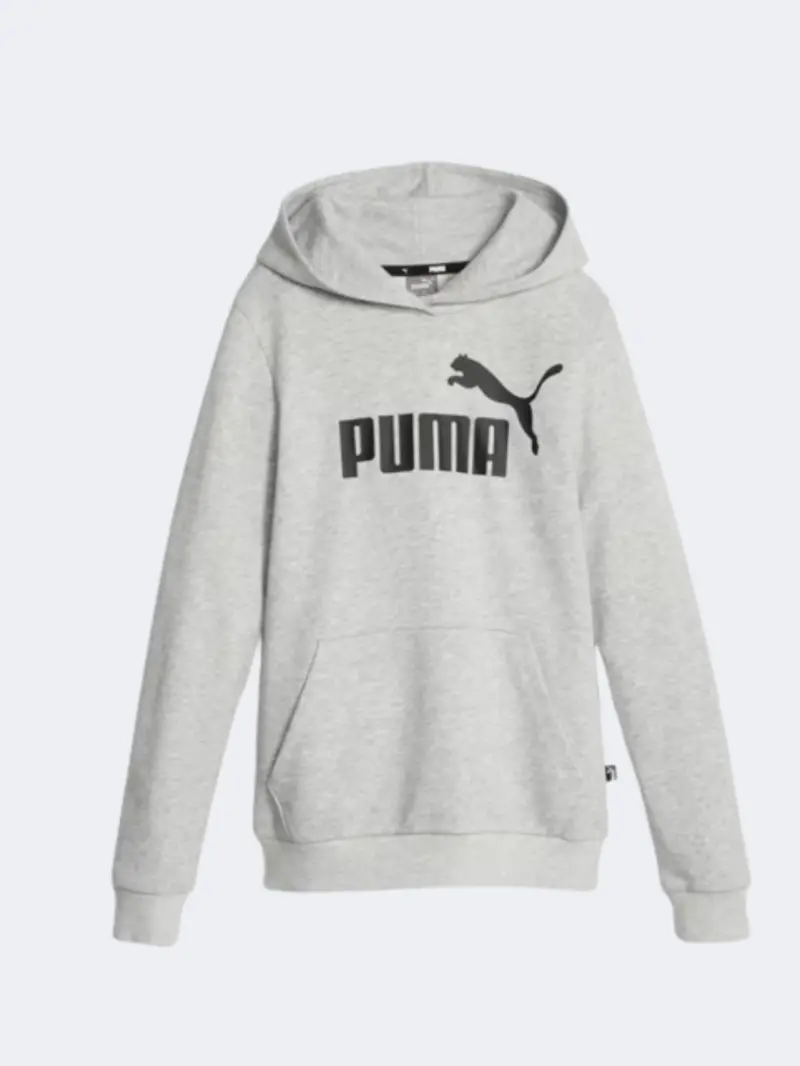 Puma Essential Logo Hoodie For Girls – Light Grey Heather Casual Sweatshirt 1