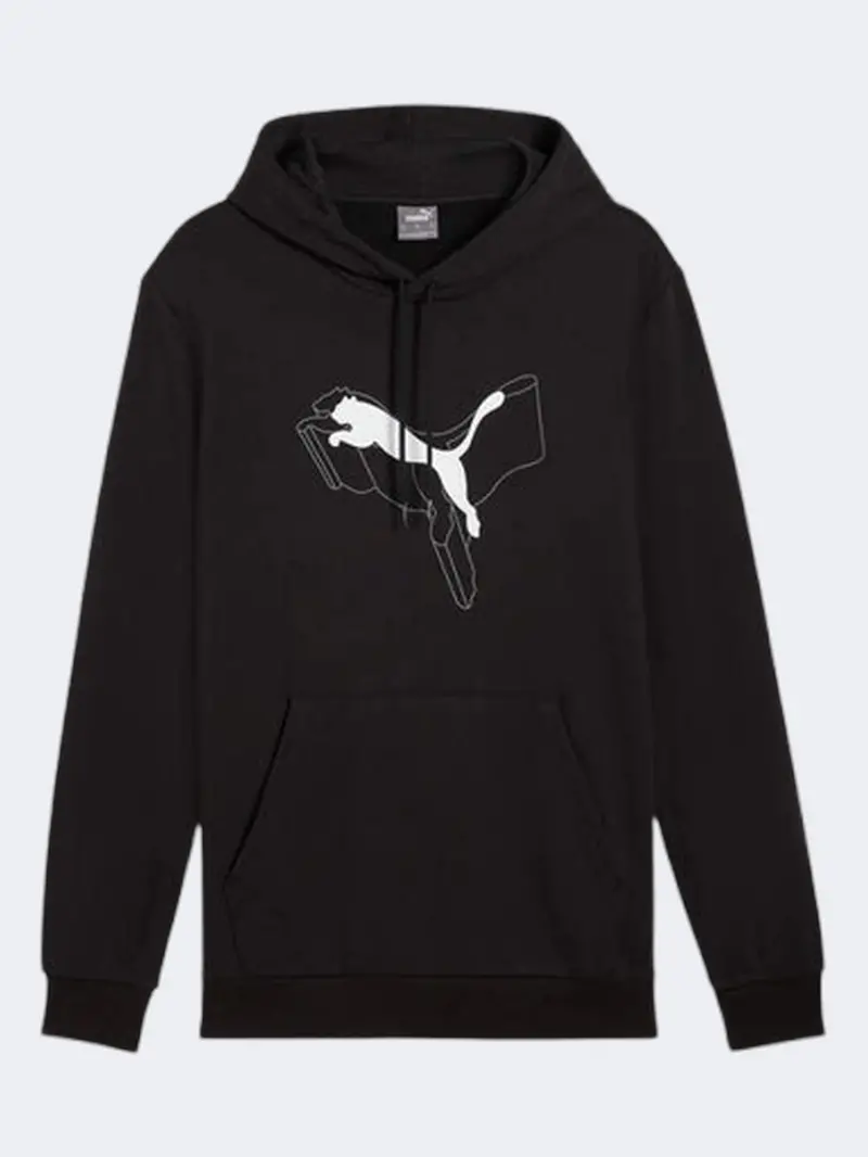 Puma Essentials Plus Logo Lab Cat Black Hoodie For Men 1
