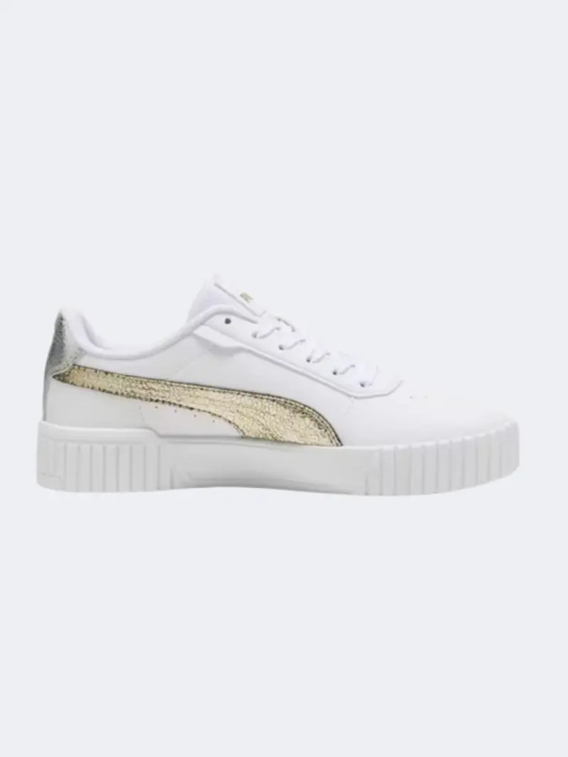 Puma Women'S White, Gold & Silver Metallic Lifestyle Sneakers – Carina 2 1