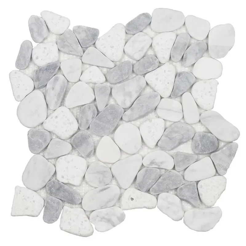 Pure White Terrazzo Sliced Mosaic Tile – Premium Stone Blend 1