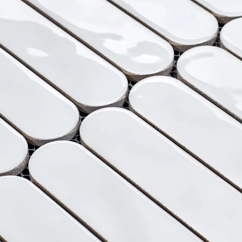 Pure White Vintage Ceramic Mosaic Tile – Classic Distressed Mosaic 1