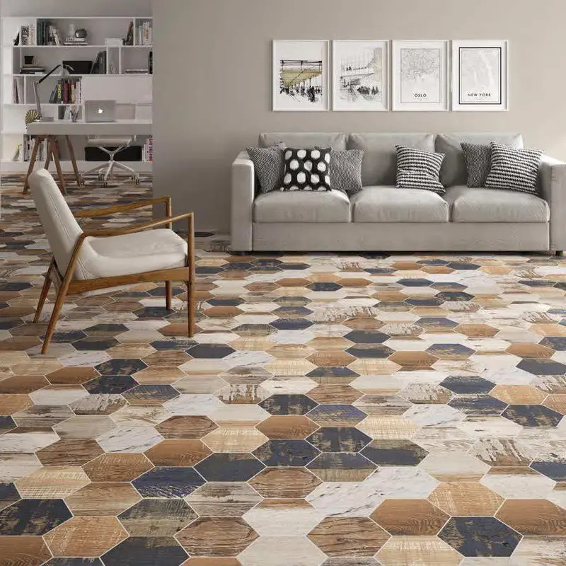Reclaimed-Style 9X10 Studio Hexagon Porcelain Tile – Vintage Aesthetic 1