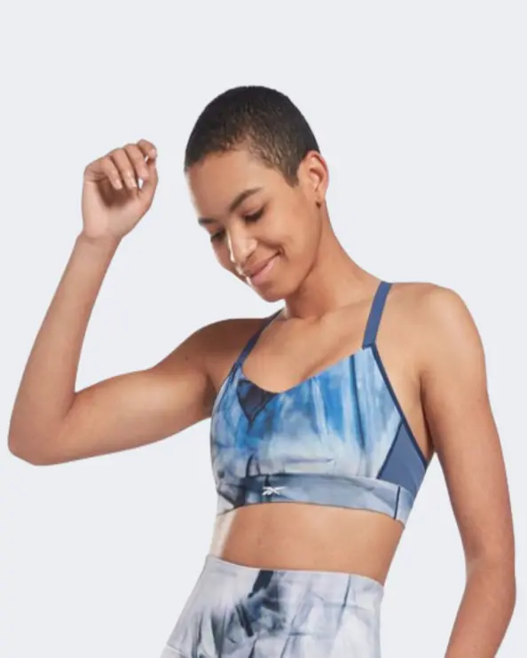 Reebok Lux Strappy Liquid Abyss Print Women'S Blue And White Sports Bra 1