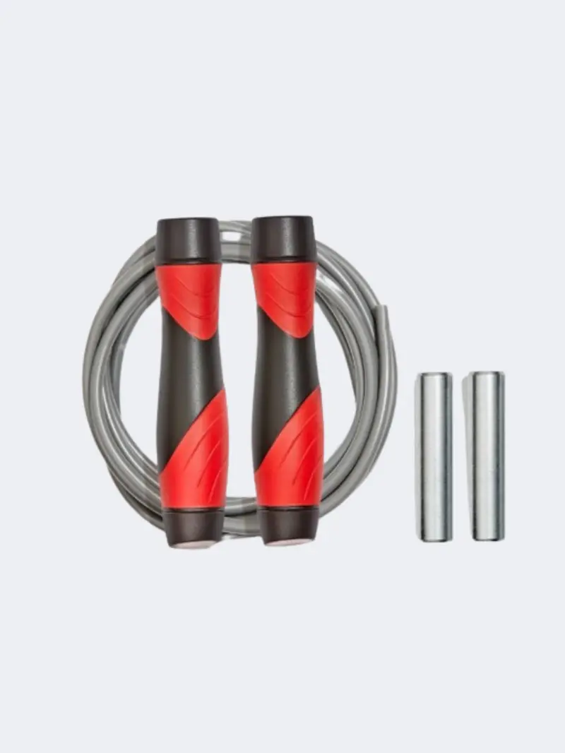 Reebok Premium Skipping Rope – Adjustable, Red, Black, Grey 1