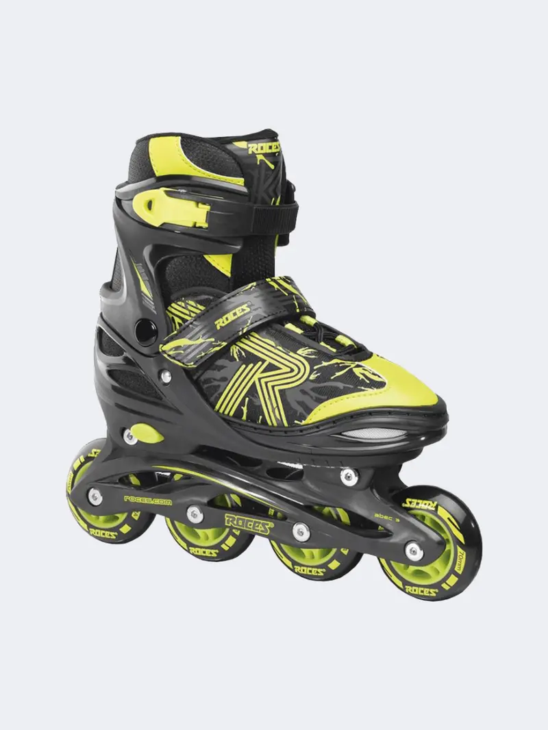 Roces Jokey 3 Roller Skates For Boys – Black And Lime Youth Inline Skates 1