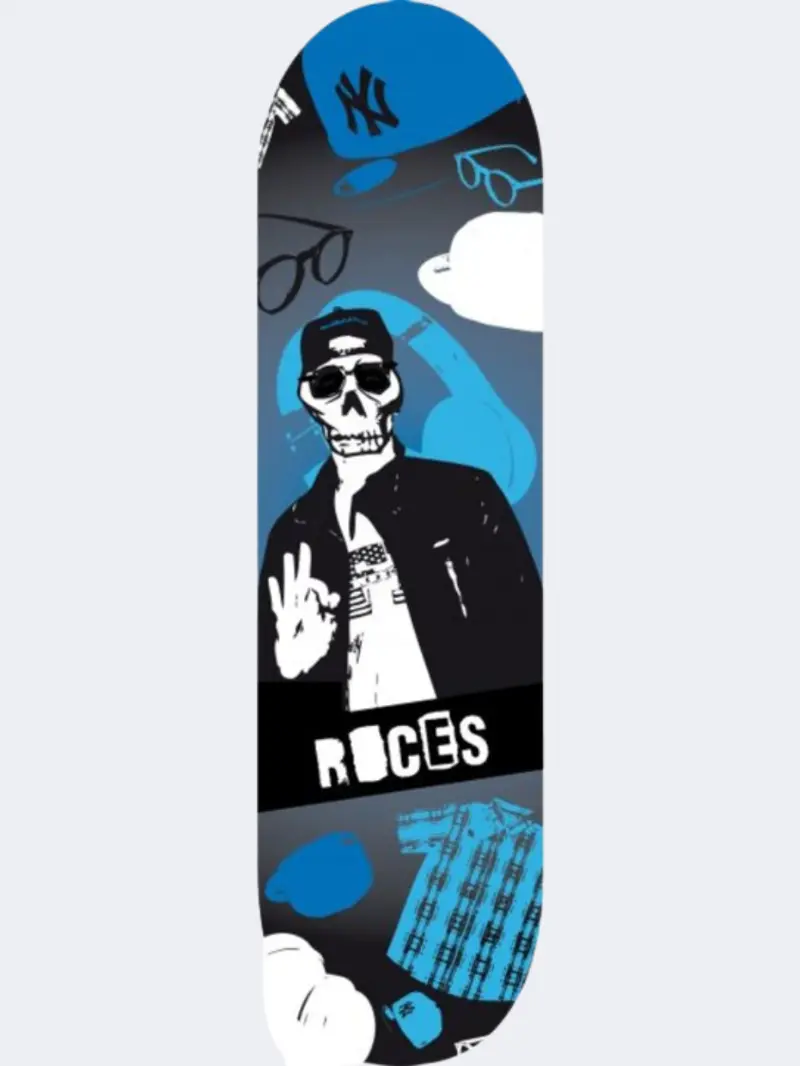 Roces Skull-Print Skateboard For Kids – Blue, White & Black 1