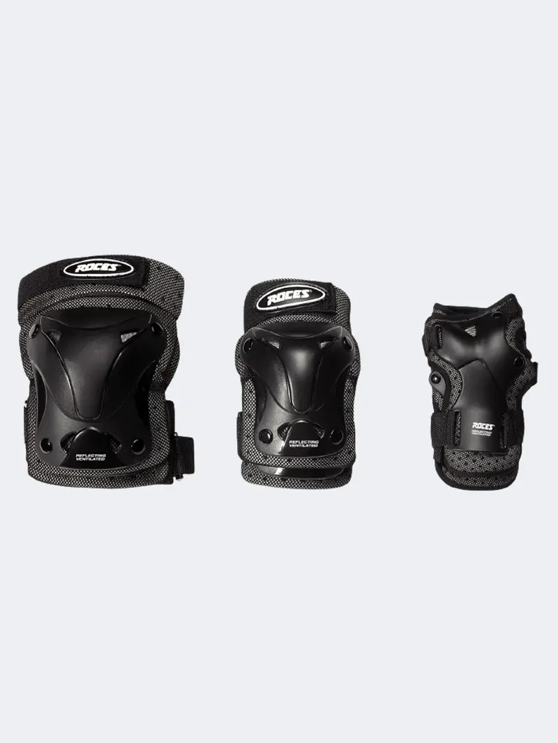 Roces Standard Adult Inline Skating Protection Pack – Black 3-Piece Set 1