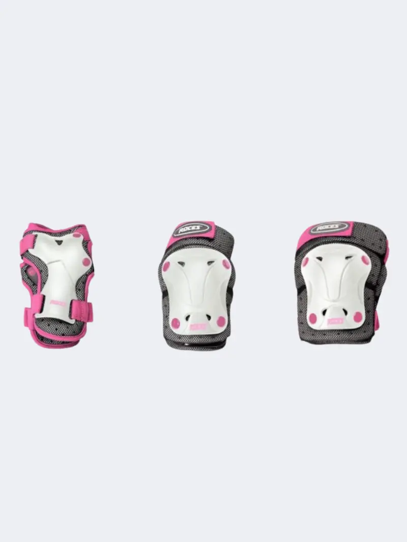 Roces Ventilated 3-Piece Skating Protection For Girls – White And Pink 1