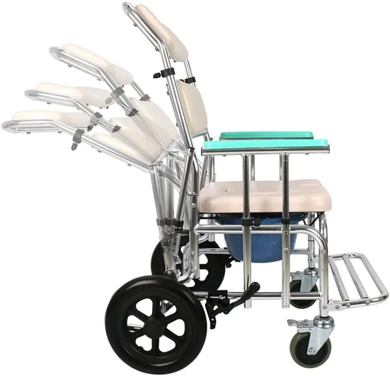 Rolling Shower Commode Chair – Heavy-Duty Wheelchair For Seniors And Mobility-Impaired Users With Adjustable Backrest (Model M677123) 1
