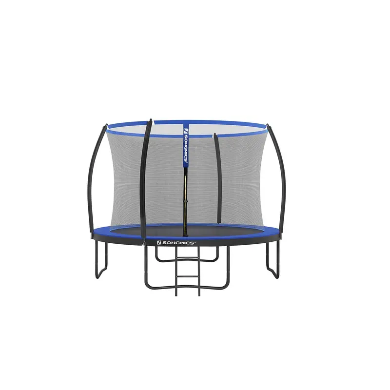 Round Garden Trampoline – 10-Foot Steel Frame With Enclosed Safety Net & Access Ladder 1