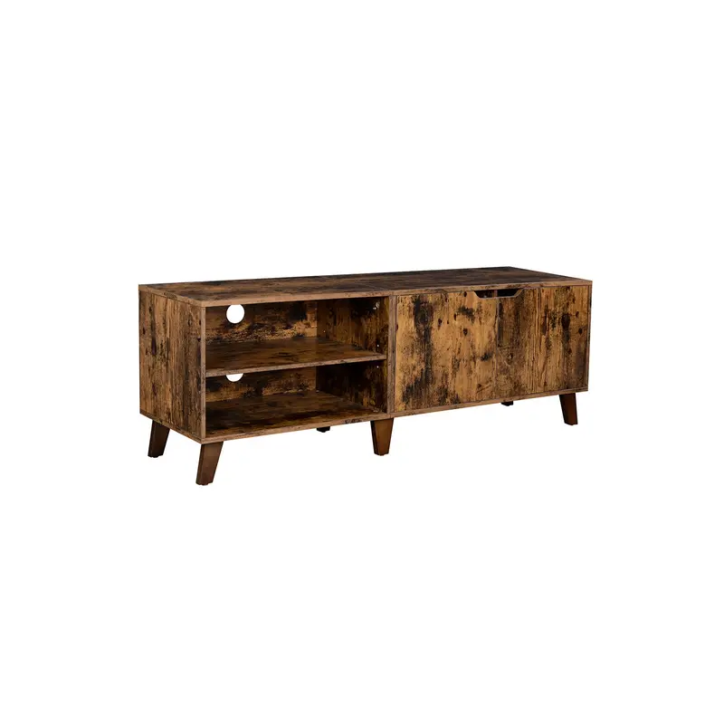 Rustic Brown Engineered Wood Tv Cabinet With Adjustable Shelves For Tvs Up To 60" 1