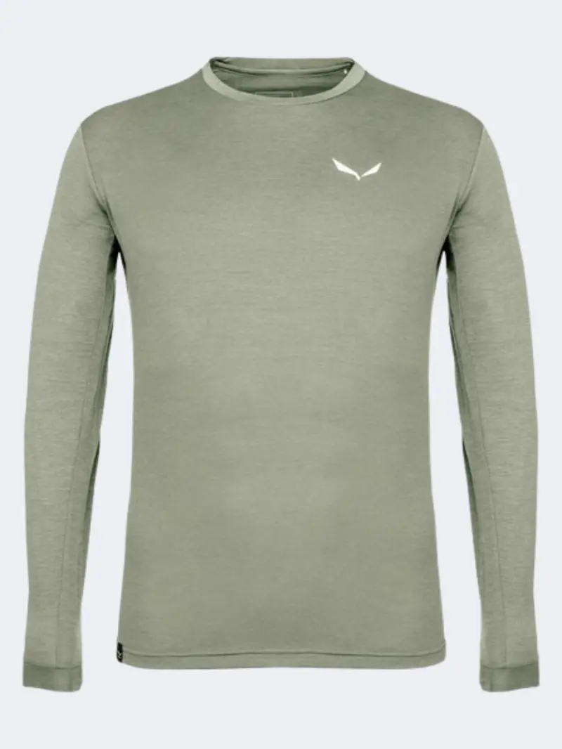 Salewa Puez Mel Dry Men’S Hiking Long Sleeve – Green Shadow Melange 1
