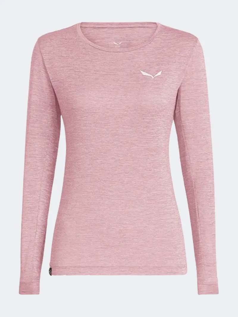 Salewa Puez Mel Dry Women’S Long-Sleeve Hiking Shirt – Pink Zephyr Melange 1