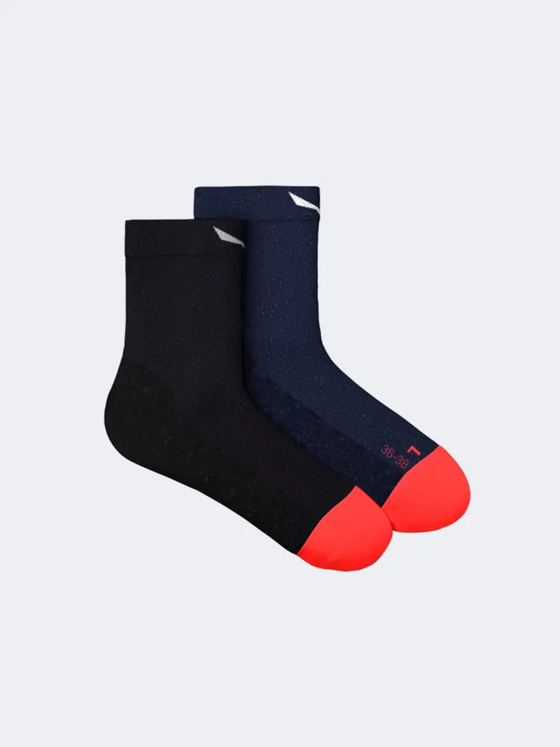 Salewa Wildfire Merino-Hemp Blend Quarter Socks For Women In Black/Navy 1
