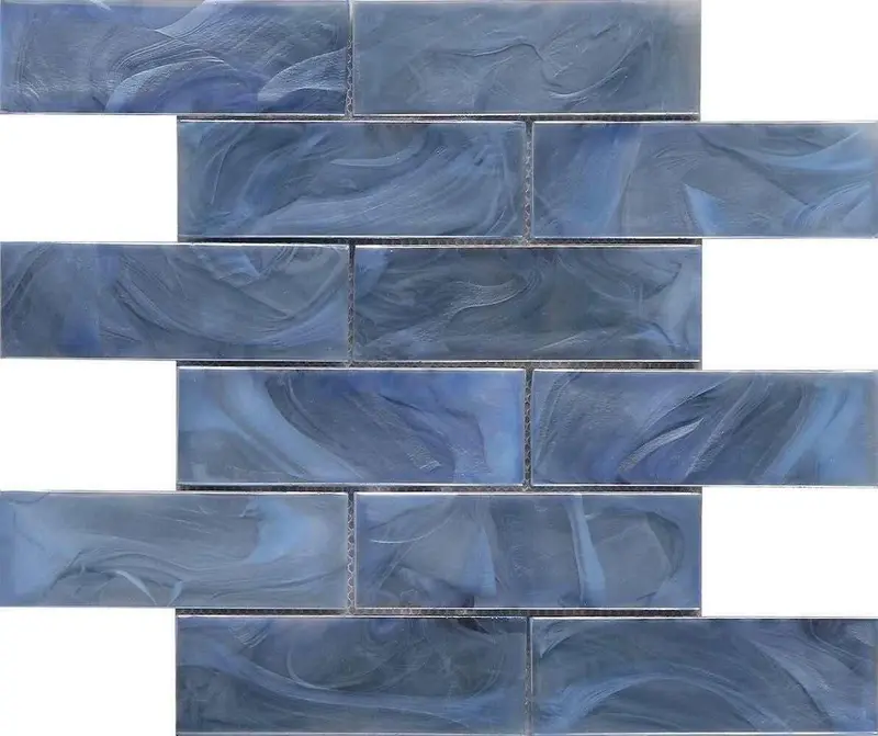 Sapphire Blue Liquified Glass Subway-Style Mosaic Tile – 2X6 Inch 1