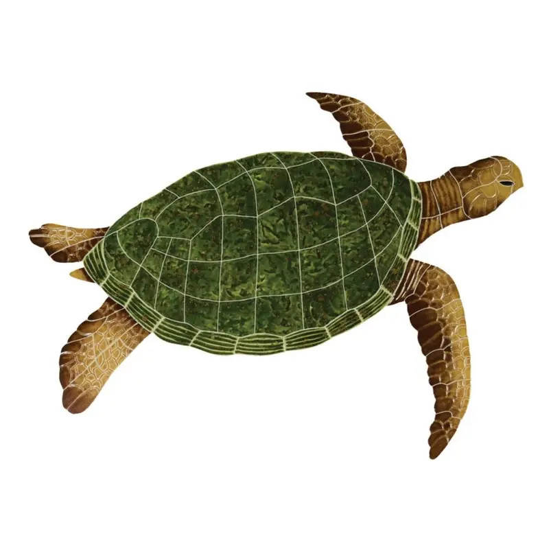 Sea Turtle Pool Mosaic Tile – Natural Finish Design 1