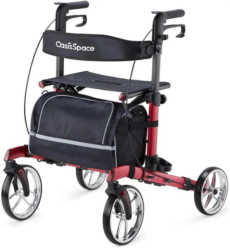 Senior-Friendly Rollator Walker With 10-Inch Front Metal Wheels And Seat 1