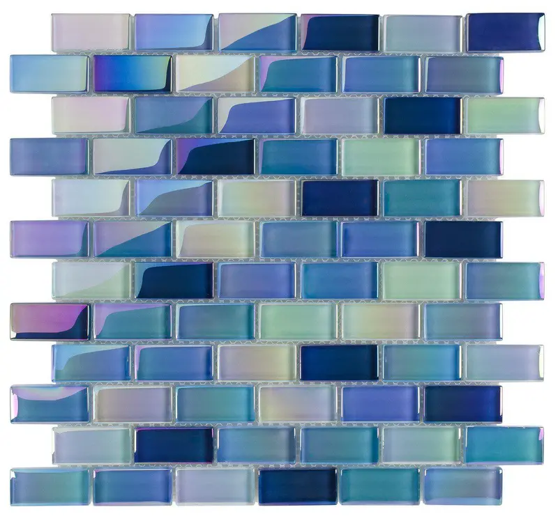 Shimmering Turquoise Glass Pool Tile – 1X2 Inch 1