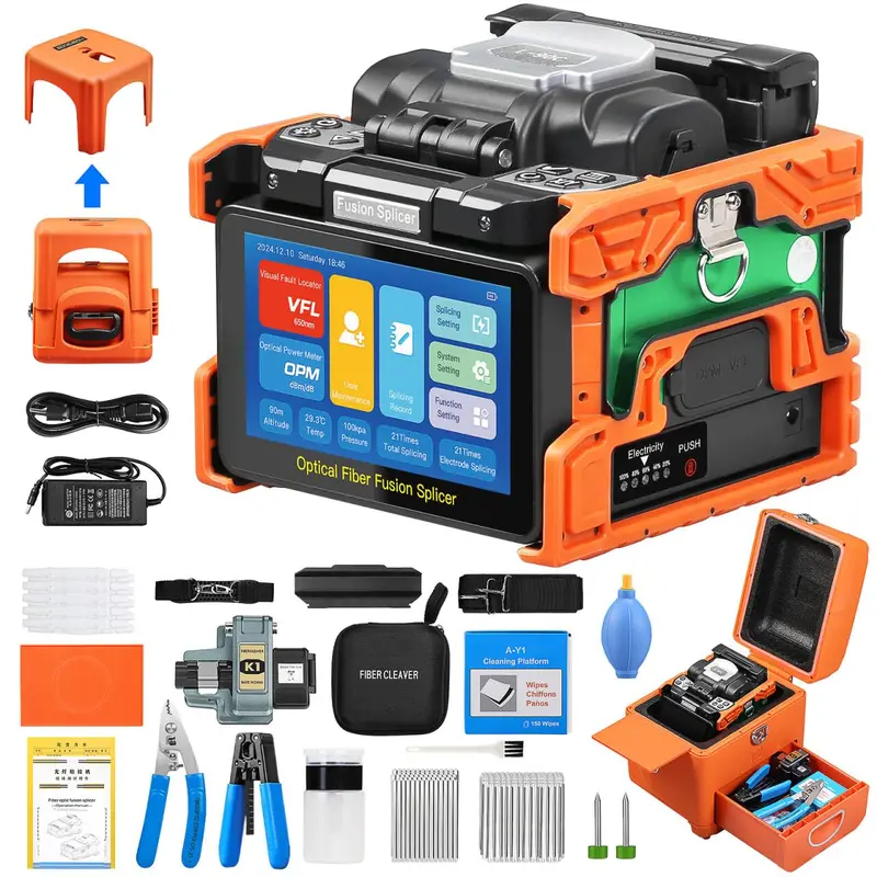 Six-Motor Fiber Optic Fusion Splicer | 5-Inch Touchscreen Unit With Dual Operation, 8-Second Splice Time, And Opm/Vfl/Led Support 1