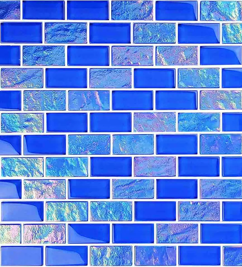 Sky Blue 1X2 Glass Sheen Mosaic Tile 1