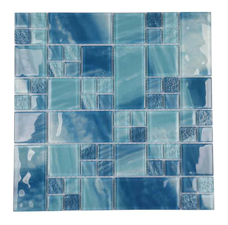 Sky Blue Sea Breeze Glass Tile Patterned Mosaic 1