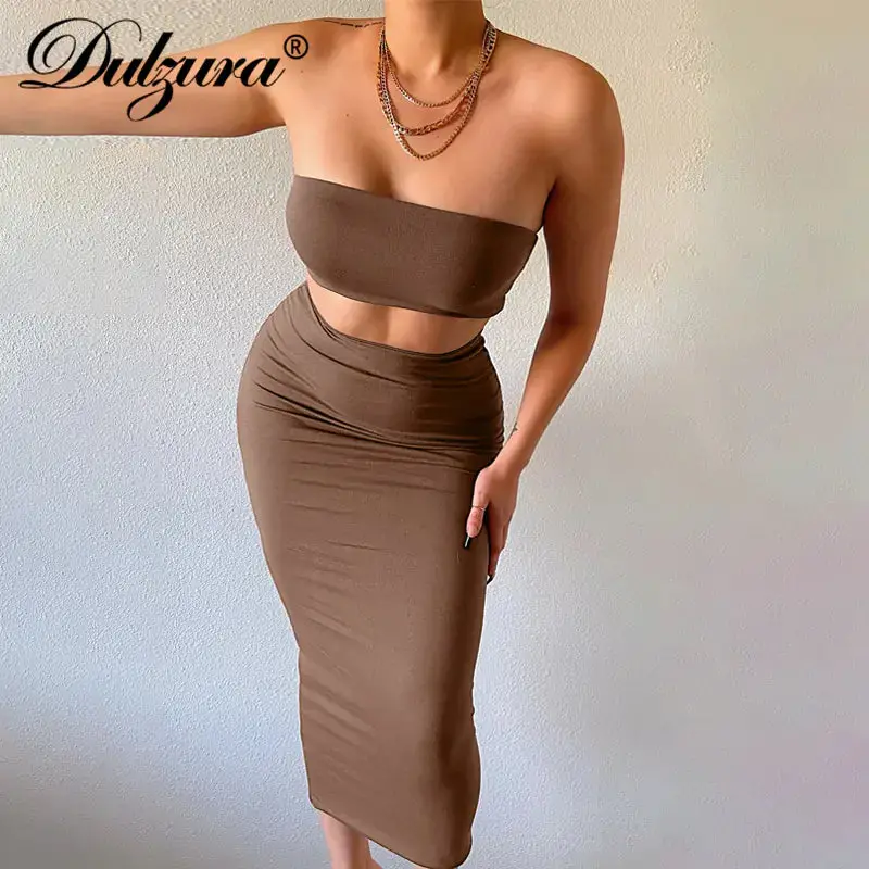 Slim-Fit Tube Skirt And Top Matching Set 1