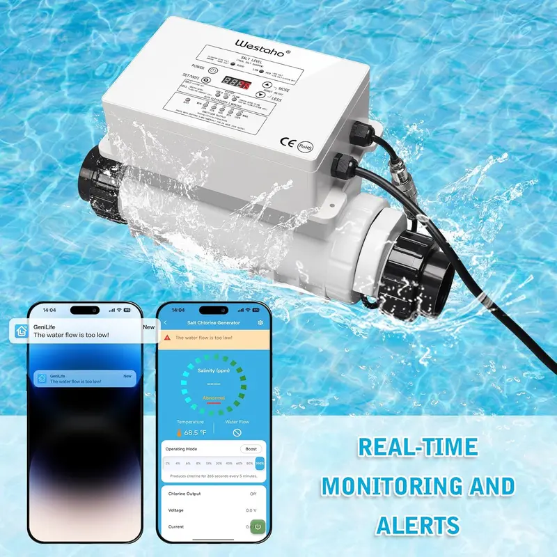 Smart Salt Chlorine Generator With Mobile App Control | Usa-Made Titanium Electrolytic Cell For In-Ground Pools Up To 40,000 Gallons 1