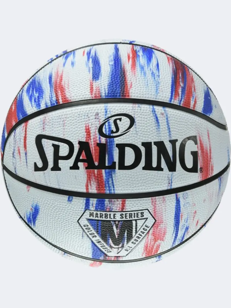 Spalding Marble Series Official-Size Basketball – White/Blue/Red 1