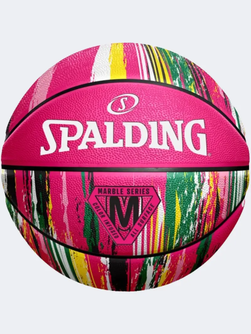 Spalding Marble Series Youth Basketball – Pink, Green & White Design 1