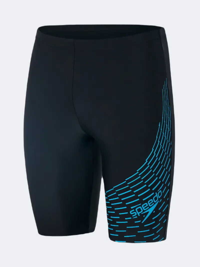 Speedo Medley Logo Men'S Black And Blue Swim Tights 1