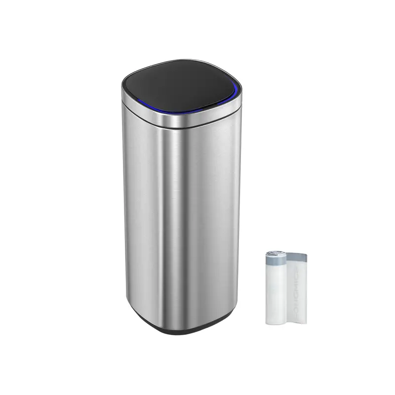 Stainless Steel Motion-Sensor Trash Can With Ozone Odor Control And Touchless Operation 1