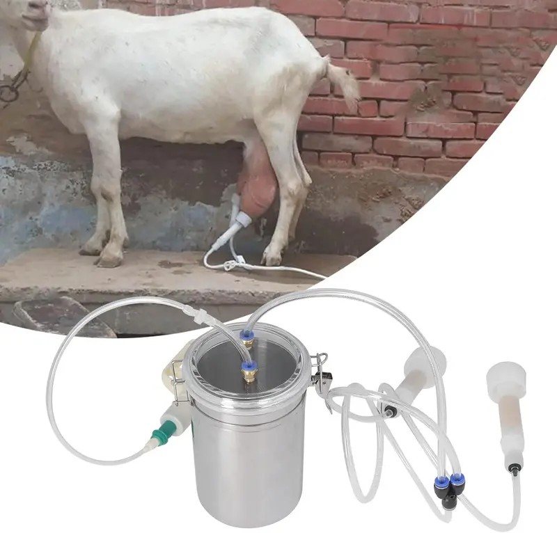 Stainless Steel Portable Manual Milking Machine – 2L Vacuum Pulsation System For Goats And Cattle 1