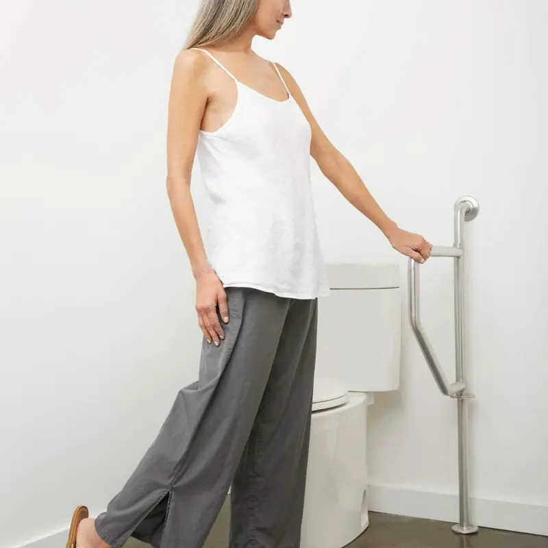Stainless Steel Swing-Away Bathroom Grab Bar – Floor-To-Wall Mount 1