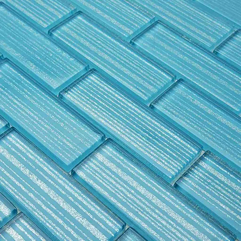 Striped Aqua Glass Subway Tile – 1.5 In X 4 In 1