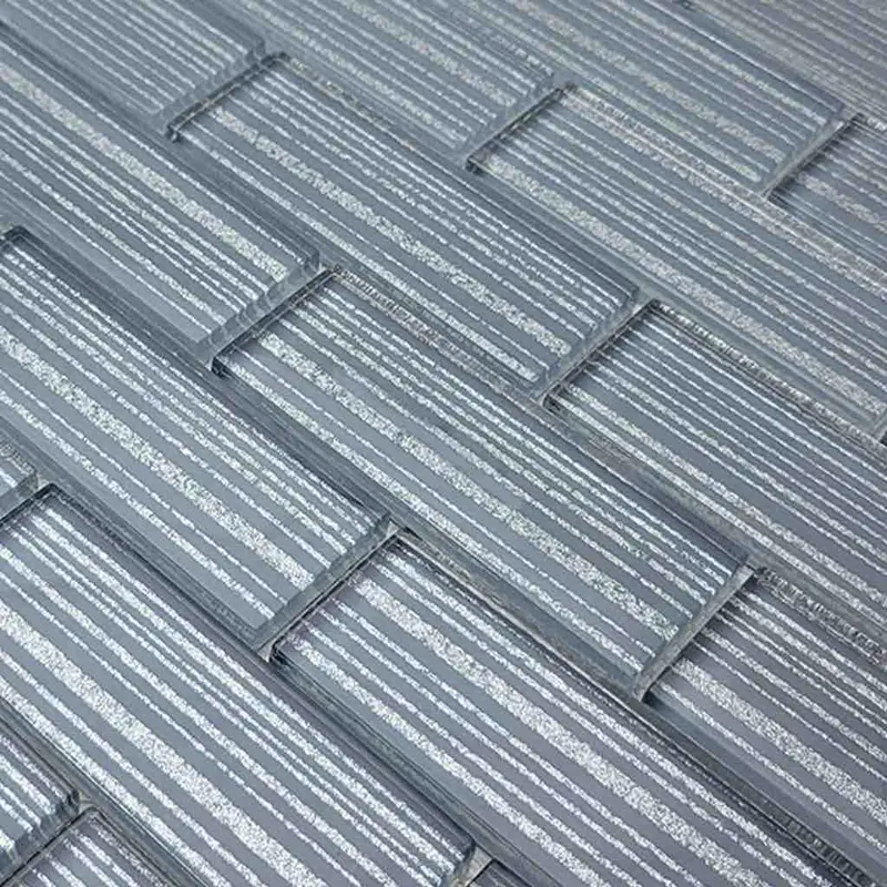 Striped Gray Glass Subway Tile – 1.5 In X 4 In 1