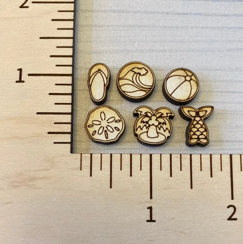 Summer Beach-Themed Studs: Beach Ball, Mermaid Tail, Palm Leaf, Sand Dollar & Flip-Flop Wave 1