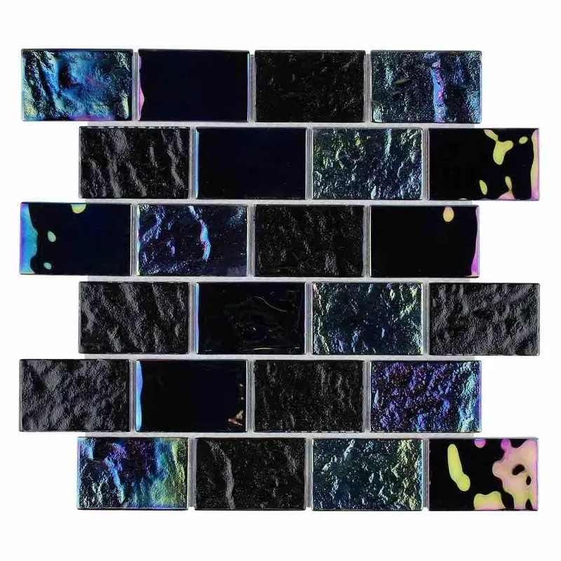 Summer Black Iridescent Glass Tile – 2 In X 3 In 1
