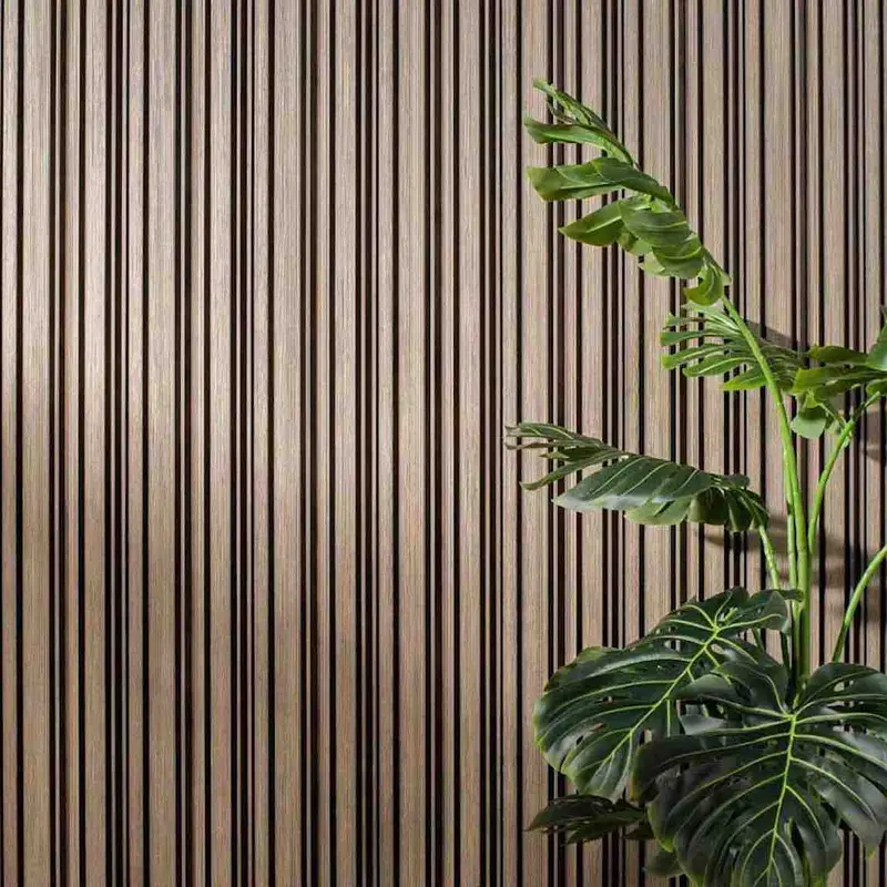 Sustainable Slatted Wall Cladding – Rhythm Design, Oak Finish, 8X96 Inch 1