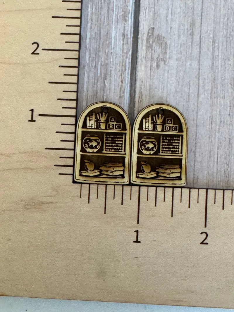 Teacher-Themed Bookshelf Charm Earrings 1