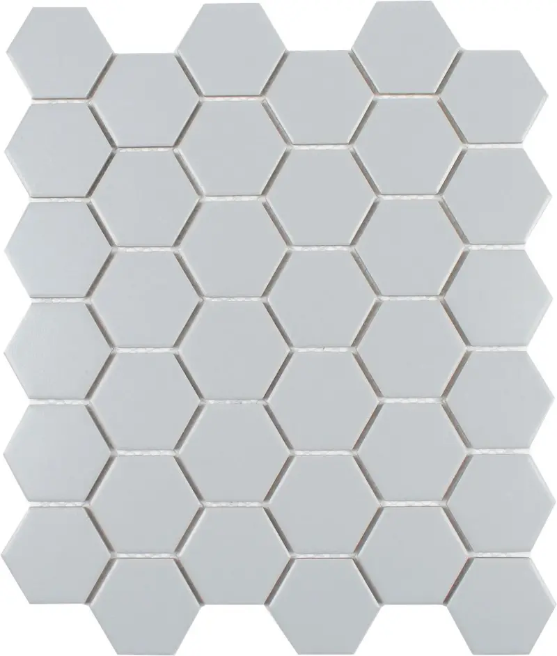 Textured Light Grey Porcelain Hexagon Tile 1