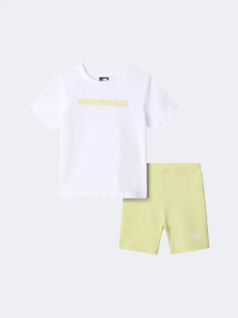 The North Face Bubble Logo Girls Matching Set – White & Lemon Mist 1