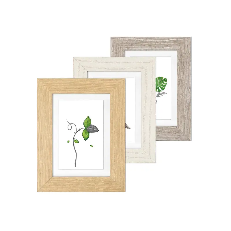 Tri-Color Picture Frame Set – Wooden Tabletop & Wall Frames For 4X6 & 5X7 Photos 1