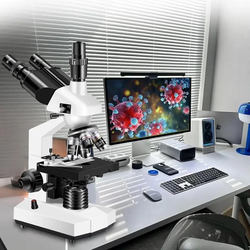Trinocular Lab Microscope – 40X–5000X Zoom With Dual Mechanical Stage & Hd Usb Imaging 1