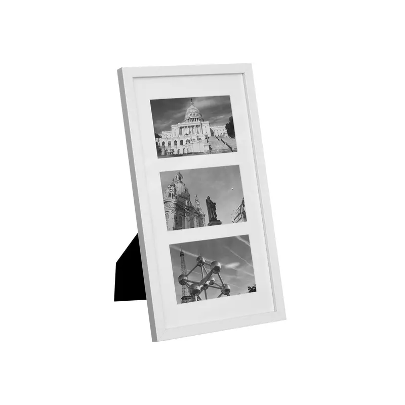 Triple Photo Frame – White Mdf With Glass, 10X15Cm Slots, Wall Or Desk Mount 1
