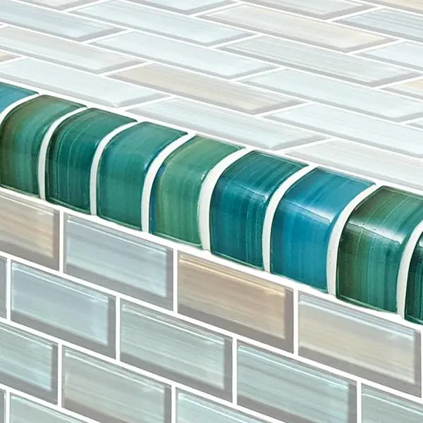 Turquoise Blend Glass Trim Tile – 1X2 Inch, Per Linear Foot 1
