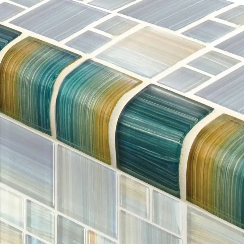 Turquoise Blend Glass Trim Tile – 2X2 Inch, Linear Foot 1