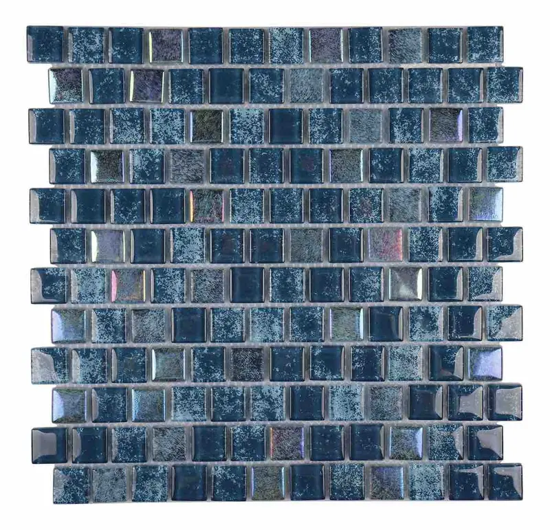 Turquoise Iridescent Soul Glass Tile 1X1 In. Mosaic Accent 1